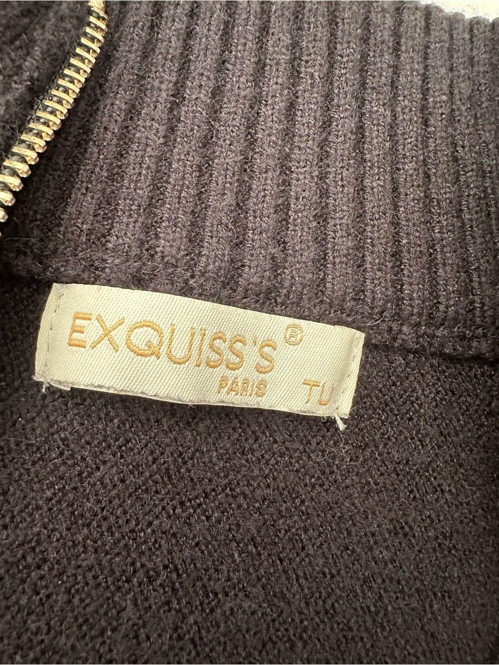 Exquisse’s Paris Black Sequin-Trim Half-Zip Sweater, OSFA - Picture 6 of 17